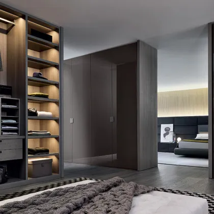 MOONTOP Modern Wooden Walk-in Closet System - Bedroom Furniture Wardrobe Closet