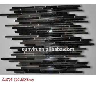 304# metal stainless steel long strip mosaic tile black color