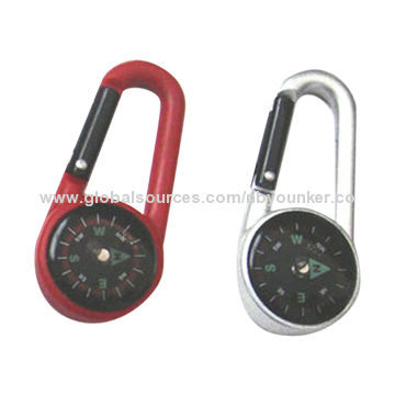 Carabiner Compass, Made of Aluminum and Plastic