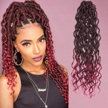 Faux Locs Crochet Hair Wavy Goddess Locs Crochet Hair with Curly Ends Curly Soft Pre Looped Faux Locs Synthetic Hair Extension