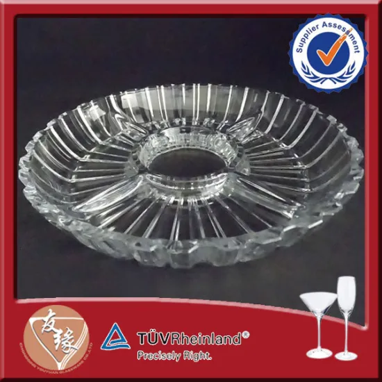 Multi-functonal unique round 250mm x 35mm divided glass plate