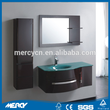 High Gloss Black Bathroom Furniture Glass Basin Bathroom Cabinet