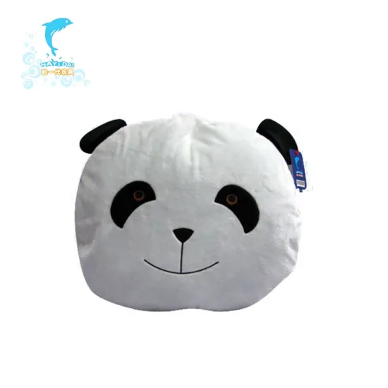 Cute white plush panda head pillow for baby by plush toy manufacturer