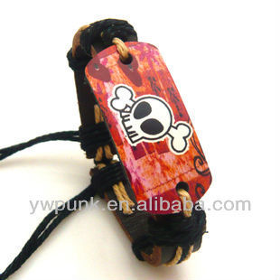 SKUB134 fashion Print skull pattern leather bracelet wholesale jewelry handmade bracelet