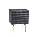 Modern Honeycomb Design Veneer Drawer E1 MDF Board With Light Painting Base Golden Stainless Steel Nightstand Bedside Tables