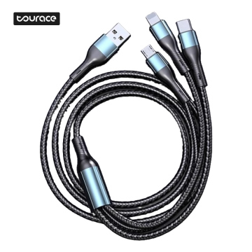 New Arrival 5A Nylon Braided USB Cable - 3 in 1 Multi-Function Cable for Mobile Phones