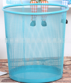 2017 Colored Metal Mesh Round Paper Waste Bin Trash Can