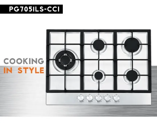SASO Certified Stainless Steel Built-In Gas Cooktop with Cast Iron Pan Support