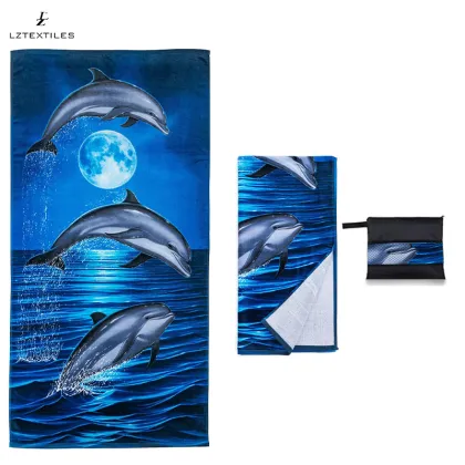 Custom Microfiber Beach Towels with Logo: Longzhou OEM Polyester Sublimation Sand-Free Towels