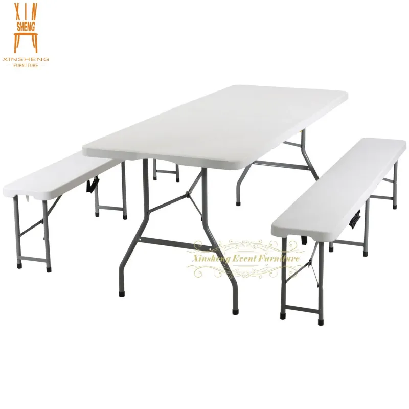 Portable Folding White Rectangular Plastic Outdoor Furniture Table