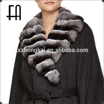 Factory wholesale price genuine natural chinchilla fur shawl collar