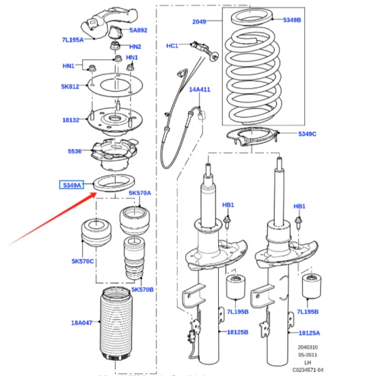 Original Equipment Manufacturer (OEM) Land Rover Range Rover Evoque Rear Upper Coil Spring Insulator - LR034080, LR024481