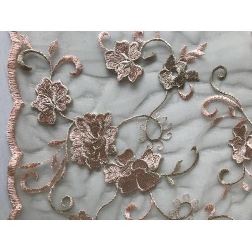 Floral Mesh Embroidery Scallop edge Fabric