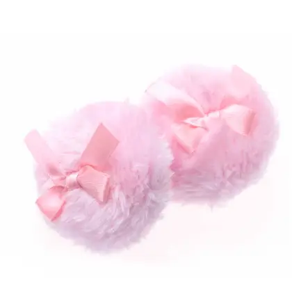 Professional Pink Powder Puff Soft Beauty Makeup Plush Puff With Ribbon