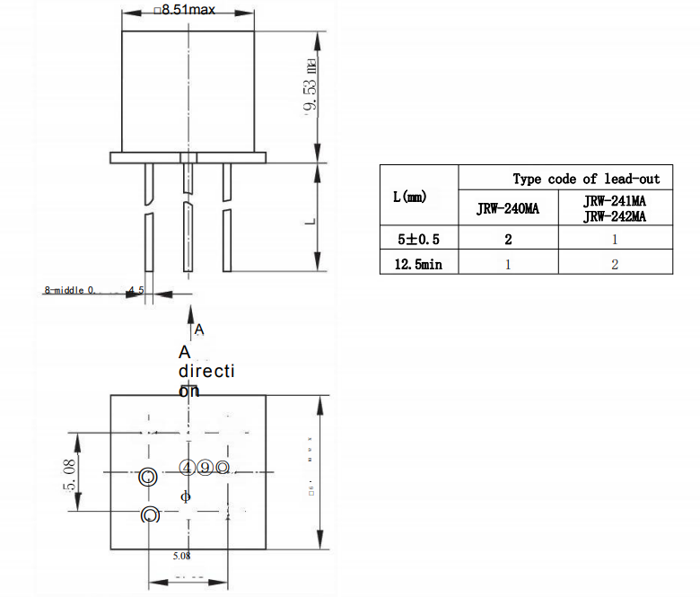 JRW-240MA TO-5 dimensional data