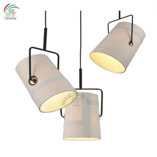 Fork pendant lamp with fabric shade