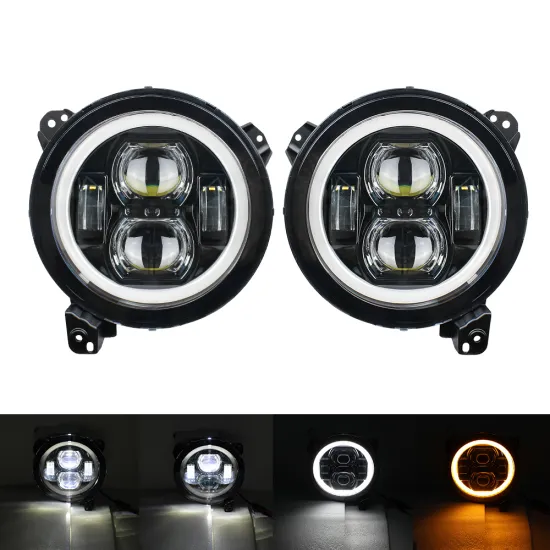 9 Inch LED Headlight Halo Angle Eyes DRL Hi-Low Beam for Jeep Wrangler JL 2018-2020
