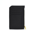 Slim Leather Wallet Metal Zipper Credit Card Holder