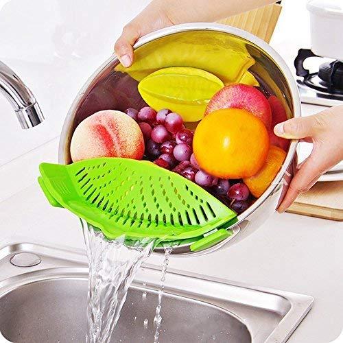 Clip on pasta strainer for pots pans