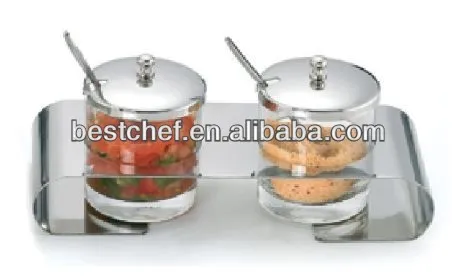 Double Jam/honey stand stainless steel and glass
