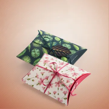 Pillow-shaped Candy Packaging Box with Ribbon