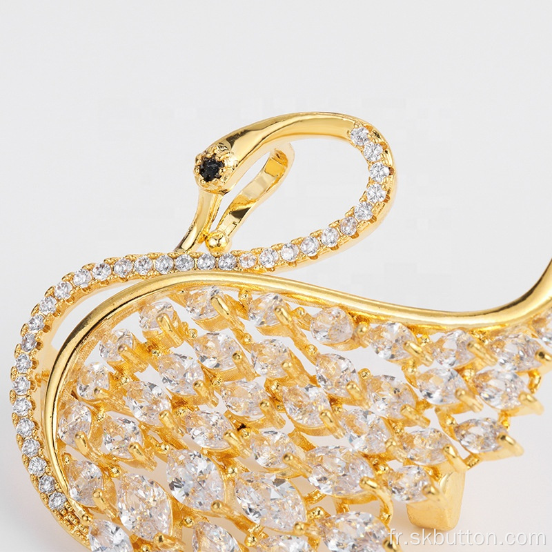 Sanko Strass Swan Perl Designer Broche Pinch