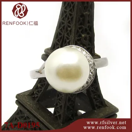 Antique silver rings jewellery pearl diamond engagement ring