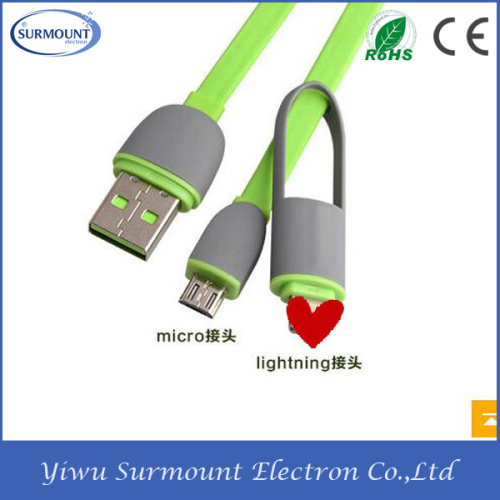 Best quality fashion usb cable wholesale 2 in 1 usb cable