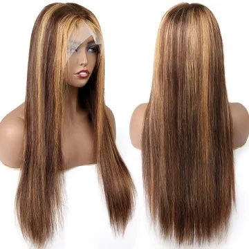 Remy Glueless Full Lace Frontal Wig Ombre Human Hair Wigs PrePlucked Cuticle Aligned Brazilian Highlight Color Lace Front Wigs