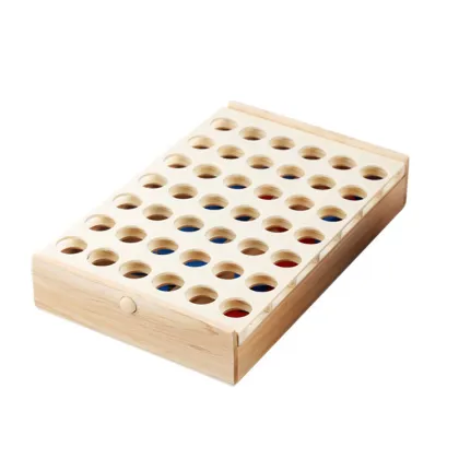 Travel-friendly Wooden Connect Four Game: Perfect for Kids and Family Entertainment