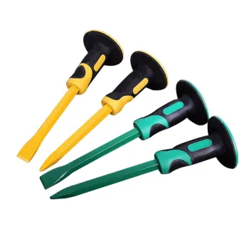 Sprayed Two-color Rubber-Shanked Masonry Chisels - Multi-Specification High-Carbon Steel Tools