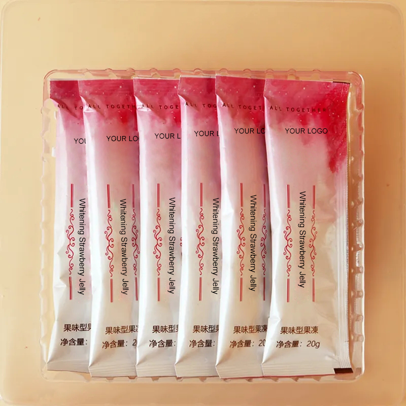 OEM/ODM Natural Pomegranate fruit Collagen Jelly Stick 100% Vegan strawberry flavor skin whitening collagen peptide jelly