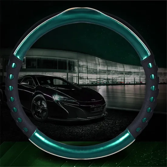Auto Steering Wheel Cover Green PU Leather Non-slip Steering Wheel Cover for Car Truck SUV Decorative