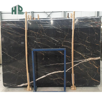 Sahara Noir and Laurent Gold Vein Marble Kitchen Island with Honed & Brushed Finish