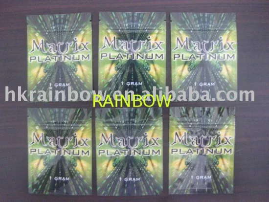 Matrix Plutinum Aluminum Foil Ziplcok Herbal Incense Packaging Bag