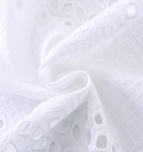 high quality white cotton eyelet embroidered lace fabric
