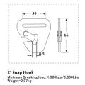 50mm Delta Flat Snap Hook Sliver Metal Zinc Paint