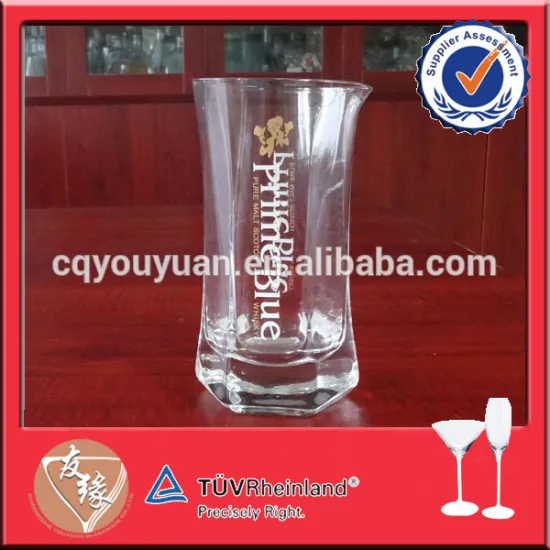 Prismatic shaped tall and thin drinking glass cup