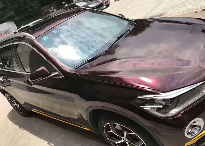 Filme polimérico de vinil de carro de PVC, 8mil fosco roxo preto iridescente embrulhado 1