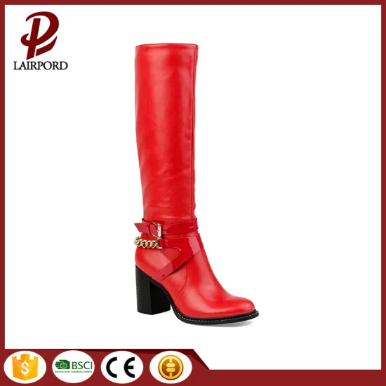 bolck heel red leather half women boots
