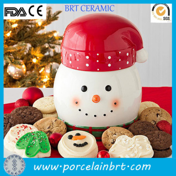 Snowman Ceramic Cookie Canister Christmas