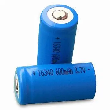 ICR16340 Cylindrical Lithium-ion Rechargeable Batteries, 3.7V, 600mAh, Used for Laptops