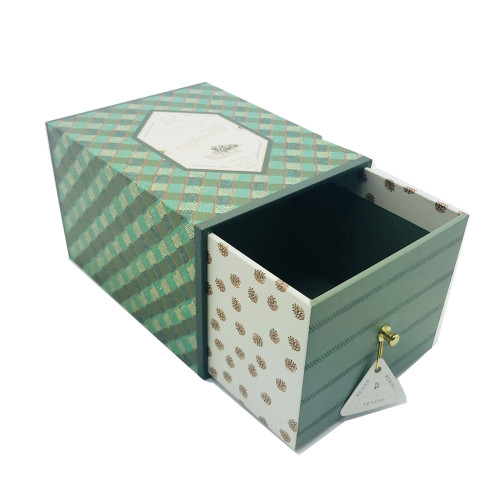 Green drawer cardboard tea box