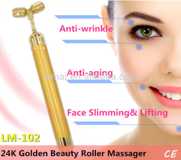 Feshion 24k golden facial massager hand roller beauty Personal Care machine tools muscle roller stick
