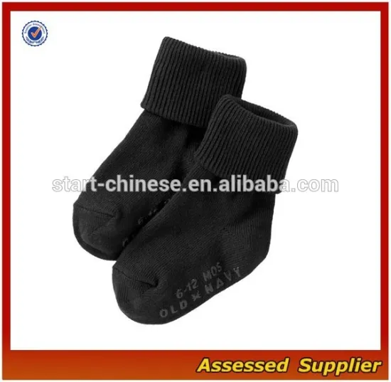 Fashion Black Organic Cotton Baby Socks/Wholesale Cheap Baby Socks Manufacturer in China
