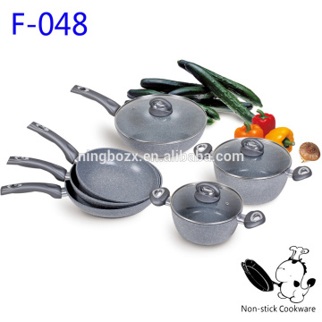 2015 Forged aluminum grey stone coated cookware set nonstick marble frying pan