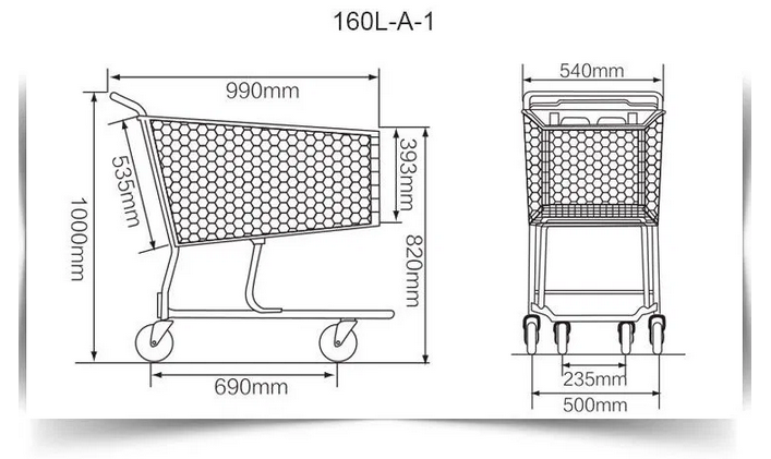American Plastic Basket Supermarket Shopping Cart