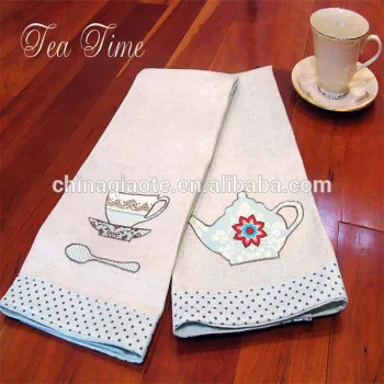 100% cotton plain white tea-pot printed tea kitchen dish towel