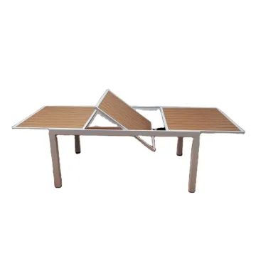 Extendable Wooden Garden Table - Space-Saving and Adjustable Dining Set for Outdoor Hotels and Halls