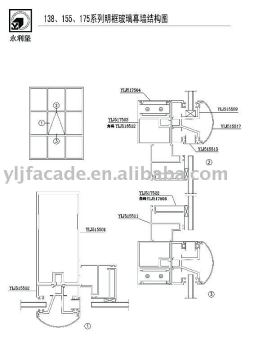 aluminum profile for curtain wall 138,155,175